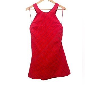Free People Juni Strawberry Spritz Embroidered Backless Halter Mini Dress Large